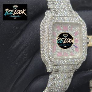 Montre mécanique à cadran carré avec bracelet en cristal et strass, bijou de mode - Product Image 3