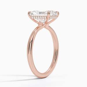 Anillo de Compromiso de Moissanita con Corte Radiante de 2 Quilates, Anillo de Novia Solitario con Halo Oculto - Product Image 6