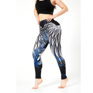Leggings de yoga taille haute pour femmes, imprimé ailes d'ange personnalisé, séchage rapide, anti-transpiration, extensibles, pantalons de fitness, vente en gros OEM - Product Image 2