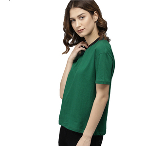 T-shirt d'été personnalisé pour femme en coton uni, coupe ajustée, col rond, manches courtes, doux, respirant, séchage rapide, anti-plis, idéal pour le quotidien - Product Image 4