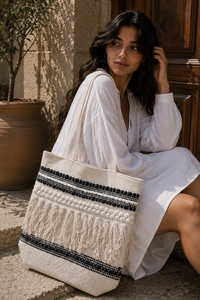 Sac fourre-tout en toile brodée avec bandoulière et fermeture éclair pour le shopping, les sorties décontractées et l'usage quotidien - Product Image 4