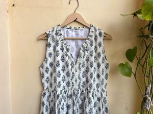 Vestido largo de algodón indio con estampado a mano, cuello en V, sin mangas, estilo túnica india, superventas 2026, a precio de fábrica - Product Image 5