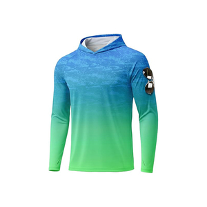 เสื้อเชิ้ตตกปลาผู้ชายสีเขียวมะนาว แขนยาว มีฮู้ด ป้องกันแสงแดด UPF 50 แห้งเร็ว สีพื้น แบบสวมหัว - Product Image 3
