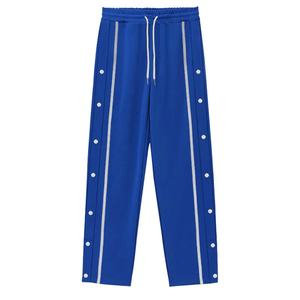 Pantalones Deportivos Rectos Vintage para Hombre, de Lana Azul, Lavado Ácido, con Franja Lateral, Cintura Elástica con Cordón, Calidad Premium - Product Image 4