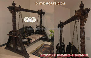 Columpio de Pie Grande para Sala de Estar, Diseño de Pavo Real, Madera de Teca Tallada a Mano, Columpio de Madera de Alta Calidad para el Hogar, Reino Unido - Product Image 4