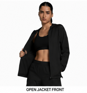 Blouson unisexe noir à capuche, col mandarin, sportif et décontracté, coupe-vent respirant en Spandex/Polyester, simple boutonnage - Product Image 2