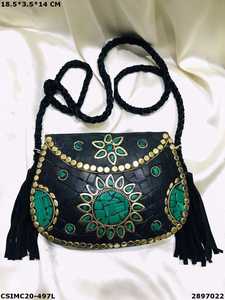 Pochette de soirée en métal mosaïque sur mesure avec accents artistiques en carreaux, grande capacité, fermeture à bouton, accessoire de mode - Product Image 2