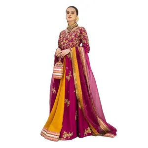 Pakistani Indian Designer Hot Pink Long Maxi Wedding Party Wear Hot Selling Dress 2023