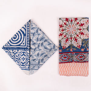 Bandana ethnique en coton naturel pour femme, motif floral imprimé au bloc, multicolore, magnifique et écologique, collection été - Product Image 5