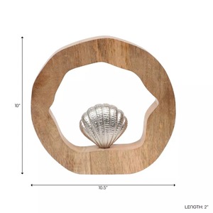 Sculpture Circulaire en Bois Faite à la Main, Décoration de Table Thème Coquillage, Artisanat Minimaliste Thème Animal, Art pour Salon - Product Image 4