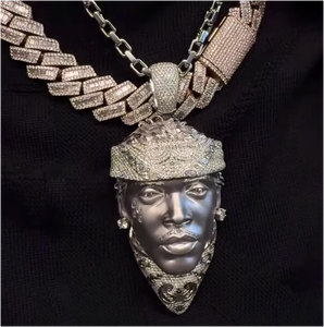 Fashion 925 Sterling Silver 3D Head <b>Rapper</b> <b>Chain</b> Hip Hop Iced Pendant with Moissanite Unisex Party Necklace - Product Image 6