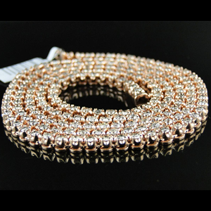 Hip Hop Brilliant Cut Moissanite Tennis <b>Necklace</b> VVS Clarity Luxury Statement Jewelry Sterling <b>Silver</b> <b>Solid</b> Rose Gold Plated - Product Image 3