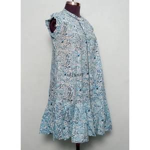 Robe chemise vintage pour femme, col rond, boutonnée, manches courtes, 100% coton, imprimé floral, décontractée, écologique - Product Image 4