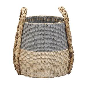 Panier en jacinthe d'eau tressé à la main avec poignées tressées, panier de rangement décoratif pour salon, chambre, chambre d'enfant, maison - Product Image 1