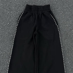 Luxury Rhinestone Two Piece Set Women Streetwear Studded Cropped <b>Zip</b> Up Hoodie and Wide Leg Sweatpants Tracksuit Sweatsuit - Product Image 4