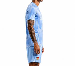 Ensemble de maillots de football unisexe bleu clair personnalisé, manches courtes, évacuation de l'humidité, impression numérique, anti-rétrécissement, 100% polyester - Product Image 3