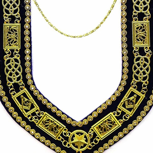 High Quality Custom Made Golden Chain <b>Collar</b> Masonic Grand Lodge Rhinestone with Purple Velvet Backing Quality <b>Metal</b> Crafts - Product Image 3