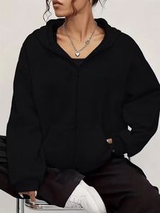 Sweat-shirts à capuche zippés pour femmes, doublés en polaire, personnalisables avec logo, pour l'hiver - Product Image 2