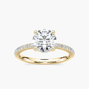Bague de fiançailles pour femme en or jaune 14 carats avec diamant de laboratoire certifié IGI, taille ronde 2 carats, halo caché minimaliste - Product Image 1