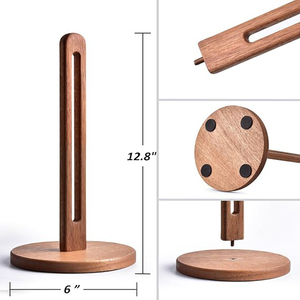 Porte-serviettes en papier en bois d'acacia pour comptoir, compatible avec les rouleaux jumbo, support autoportant en bois foncé pour serviettes en papier - Product Image 3