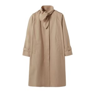 Abrigo Largo Elegante de Algodón para Mujer, Estilo Gabardina, con Cuello Vuelto, Detalle de Borrego, Forro de Poliéster Resistente al Viento, para Otoño - Product Image 1