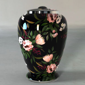 American Style Adult Cremation <b>Urns</b> New Flower Design Metal Brass and Aluminium with Velvet Bag for Human Ashes - Product Image 1