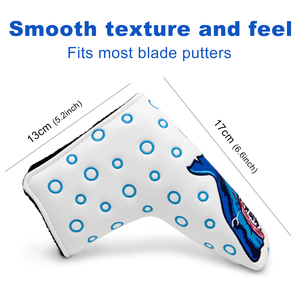 Funda para la cabeza del putter de golf, blanca, con bordado 3D, textura suave, cuero PU, impermeable, cierre magnético, se adapta a la mayoría de los putters tipo blade - Product Image 1
