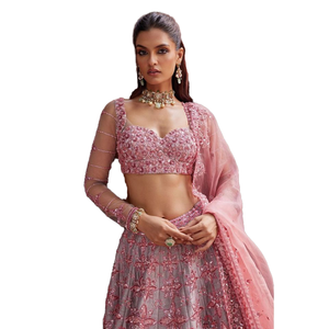 Conjuntos de mujer más hermosos y de tendencia Lehenga Choli con bordado de hilo Talla 2XL - Product Image 1