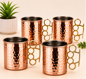 Taza Moscow Mule de Cobre Puro Sólido al por Mayor con Asa Única de Latón, Acabado Martillado Antiguo, Vaso para Cócteles, Suministros para Fiestas - Product Image 3