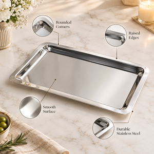 Bandeja de Servir Premium de Acero Inoxidable para Aperitivos, Postres, Comidas y Exhibición en Mesa |   Plato Rectangular Moderno para Cualquier Uso en la Comedor - Product Image 3