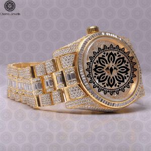 Charm_Jewells Luxury Gold <b>Watch</b> 40mm Round Case <b>Diamond</b> Encrusted Analog Quartz Unisex Folding Clasp - Product Image 1