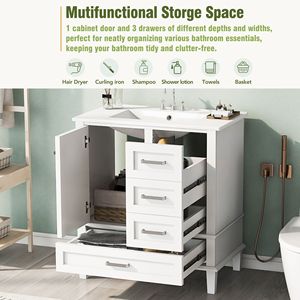 Modern 30\" Bathroom Vanity Soft-Closing <b>Storage</b> Cabinet with 3 <b>Draw</b> Sink Combo Set Urban Style Vanities - Product Image 6