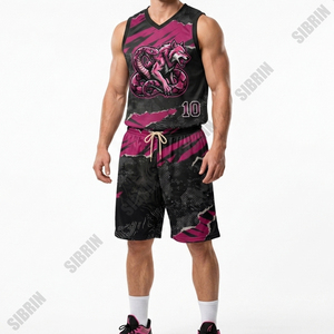 Ensemble de maillot et short de basket-ball personnalisés sublimés SIBRIN |   Concevez votre propre nom et numéro d'équipe |   100% polyester - Product Image 4