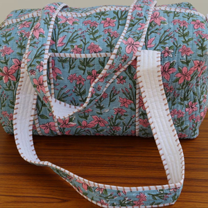 Hot Selling Custom Size Boho Vintage Style Quilted Duffle <b>Bag</b> Quality Printed Cotton Travel <b>Bag</b> Women Daily Usage Custom Logo - Product Image 2