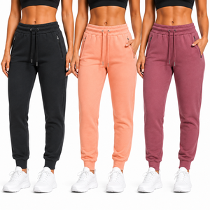 Leggings de sport pour femmes, coupe slim, en coton extensible, avec cordon de serrage, taille élastique, poche zippée, pantalon de jogging pour la salle de sport |   Fournisseur OEM ODM - Product Image 2