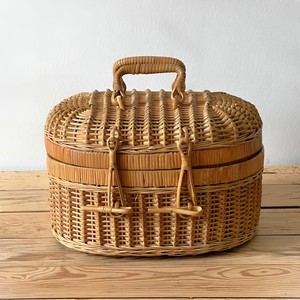 Natural rattan briefcase mini <b>suitcase</b> multifunctional lid box for gift & picnic essentials storage - Product Image 5
