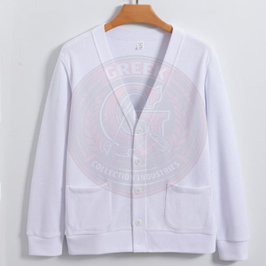 Collection grecque IND – Cardigan en acrylique tricoté à col en V pour homme et femme, manches longues, fermeture boutonnée, style décontracté pour l'école - Product Image 2