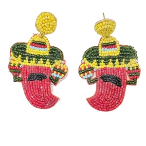 Sombrero ต่างหูห้อยพริกไทยพริกสินค้ามาใหม่ลูกปัดแฮนด์เมดข้ามพรมแดนสีทองทันสมัยสร้างสรรค์สำหรับปาร์ตี้สไตล์คริสเตียน - Product Image 1