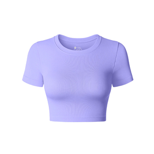 Tops courts pour femmes très vendus, pour la gym, le fitness, la yoga, entraînement, logo personnalisé, 100% coton, tissu jersey respirant - Product Image 4