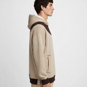 Sudadera con Capucha Extra Grande para Hombre Amkaor, Color Beige Marrón con Bloques de Color en Contraste, Corte Casual, Felpa Francesa, 100% Algodón, Ropa de Otoño - Product Image 3