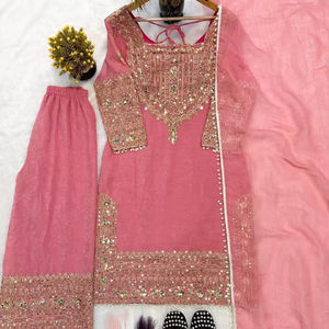 Lehenga en Soie Crêpe Brodé de Paillettes 5mm, Séchage Rapide, Modèle Designer Crunchy Cord Set, Idéal pour Fêtes, Mariages et Diwali, de Ramdev Trading - Product Image 1