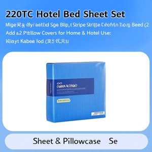 220TC Hotel <b>Bed</b> Sheet Set Stripe Cotton Bedding for King Size <b>Bed</b> & 2 Pillow <b>Covers</b> for Home & Hotel Use - Product Image 2