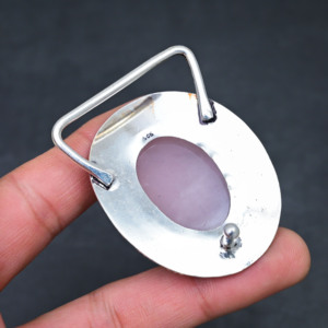 Venta al por mayor de colgantes hechos a mano de plata de ley 925 con cuarzo rosa natural para mujer. - Product Image 2