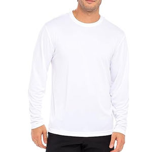 T-shirt à manches longues en coton uni pour homme, col rond décontracté, personnalisable avec logo, vêtements vierges en gros - Product Image 2