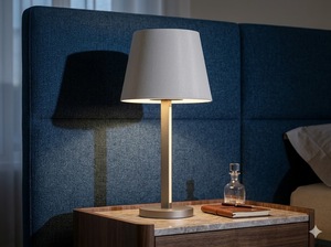 Lampe de bureau LED contemporaine minimaliste en fer pour chambre à coucher, noir et blanc, E27 - Product Image 4