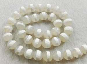 ลูกปัดหินอาเกตทิเบต Dzi สีขาวลายเส้นเหลี่ยมเพชรพลอย หินธรรมชาติสำหรับทำเครื่องประดับ - Product Image 6