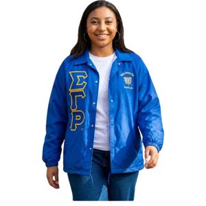 Veste coupe-vent brodée Sigma Gamma Rho, veste personnalisée avec lettres grecques, veste de sororité pour femmes, boutons pression, vêtements de sport légers - Product Image 1