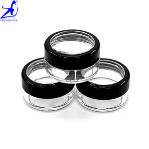 100pcs Made Taiwan Empty Cosmetic 10g Clear Plastic Jar Black Rim <b>Acrylic</b> Window Threaded Cap Loose Powder Lotion False - Product Image 1