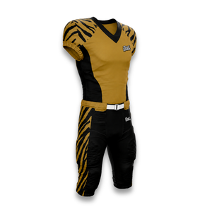 Premium Men's Sleeveless American Football Jersey Black Gold Striped V-<b>Neck</b> Moisture Wicking Fitted Sport Apparel - Product Image 3