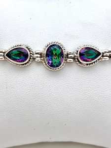 Pulsera de Plata de Ley con Topacio Místico y Piedras Multicolores, Joyería Artesanal con Gemas, Elegante Regalo para Mujer, Venta al por Mayor - Product Image 4